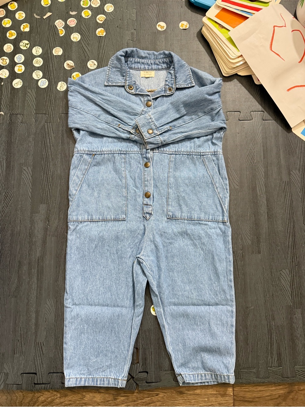 The simple folk toddler Denim Overalls straight Leg Jumpsuit